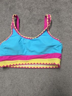 Women’s Colorblock Bikini Top - Turquoise Pink Yellow